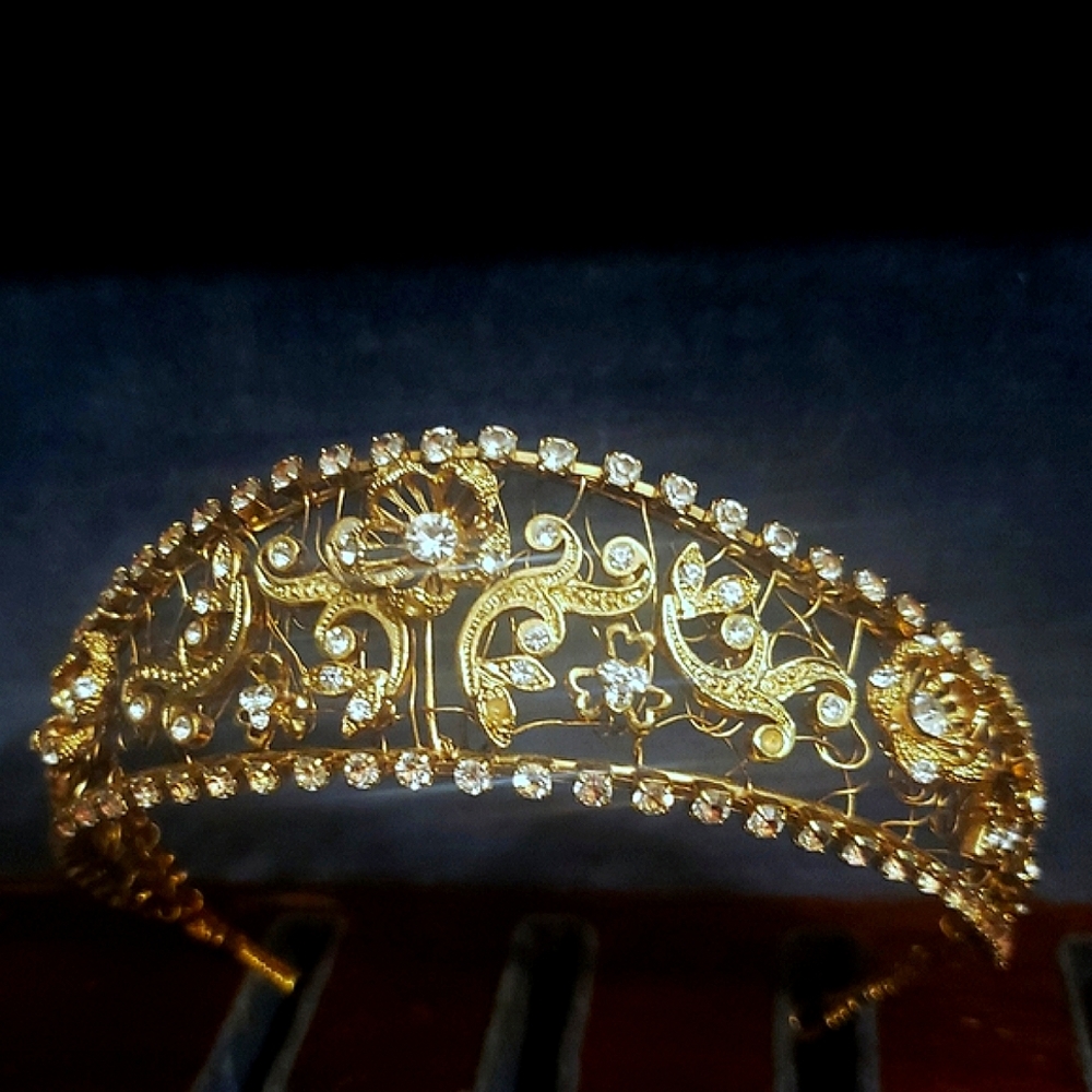 Gold Vintage Wedding Bridal Tiara Floral Leaf + Vine Crown